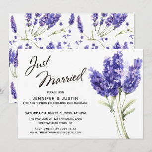 Convites Roteiro de Casamento, Flores de Lavanda em Aquarel