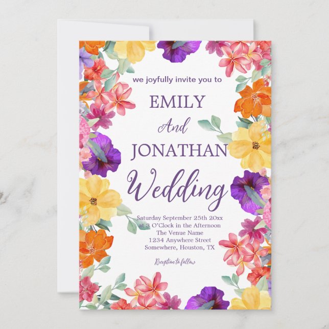 Convites roteiro de foto de flores silvestres de jardim pin (Frente)