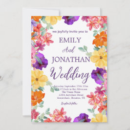 Convites roteiro de foto de flores silvestres de jardim pin