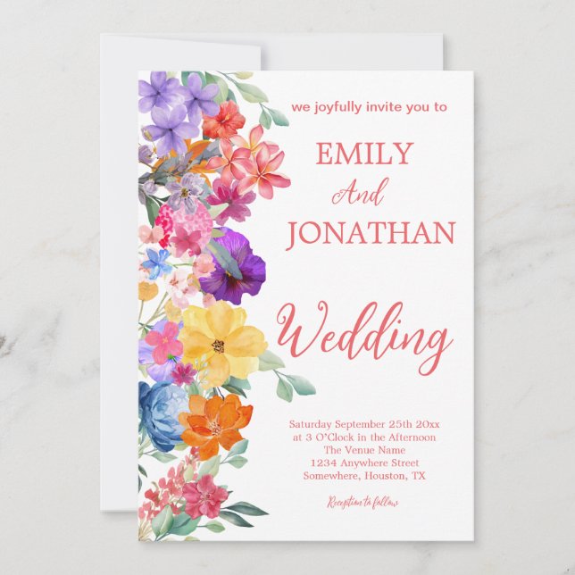 Convites roteiro de foto de flores silvestres de jardim pin (Frente)