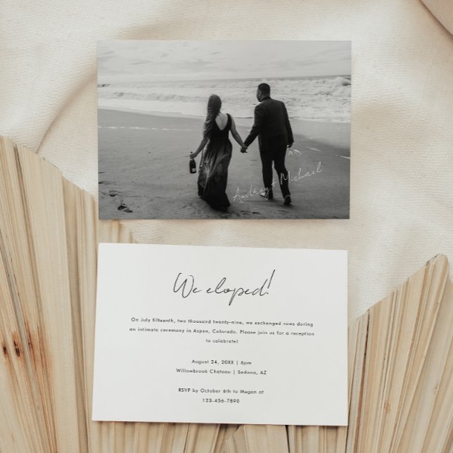 Convites Roteiro de Foto Mínima Casamento Fuga & Recepção (Criador carregado)