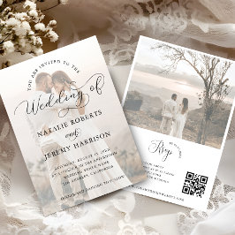 Convites Roteiro de Foto Romântica QR Casamento Tudo em Um