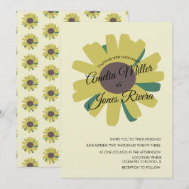 Convites Roteiro de Girassol Verde Amarelo Casamento Rústic