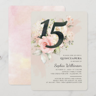 Convites Roteiro de Quinceanera de 15 anos de idade Floral 
