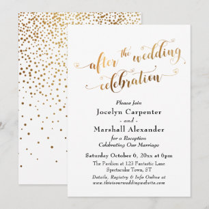 Convites Roteiro Dourado Confetes da Celebração Após Casame