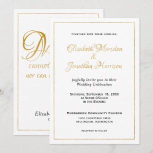 Convites Roteiro Dourado formal elegante da escritura de