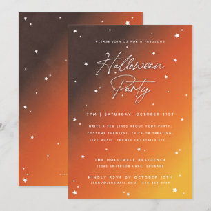 Convites Roteiro Laranja Sunset e Festa de Halloween Stars