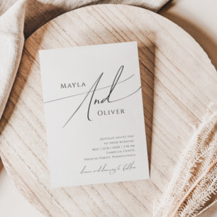 Convites Roteiro Minimalista Caprichoso Casual Casamento