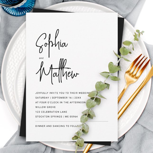 Convites Roteiro Minimalista Moderno | Casamento (Criador carregado)