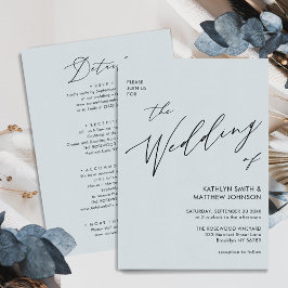 Convites Roteiro Moderno Azul Dusty Tudo Em Um Casamento Si