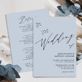 Convites Roteiro Moderno Azul Dusty Tudo Em Um Casamento Si