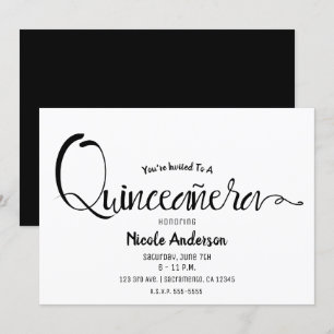 Convites Roteiro Preto Moderno Minimal Quinceañera Quinze 1