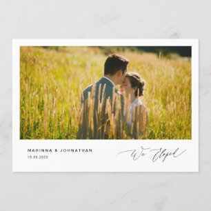 Convites Roteiro Preto Romântico, Casamento Fugitivo