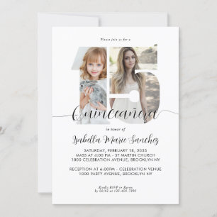 Convites Roteiro Simples Moderno 15 Anos Quinceanera Foto A