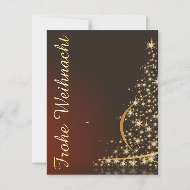 Convites Rotes Weihnachtsmočimit goldenem Weihnachtsbaum (Frente)