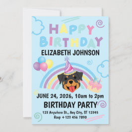 Convites Rottweiler Birthday Party Invitation Blue