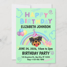 Convites Rottweiler Birthday Party Invitation Green