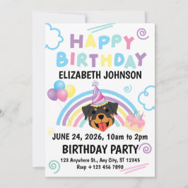 Convites Rottweiler Birthday Party Invitation White