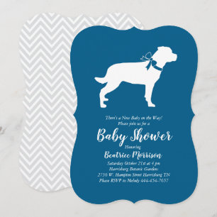 Convites Rottweiler Chá de fraldas Cachorro Azul Rotação
