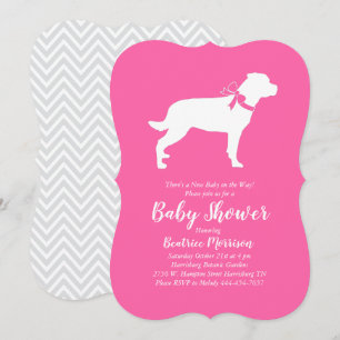Convites Rottweiler Chá de fraldas Cachorro Raiz Rosa