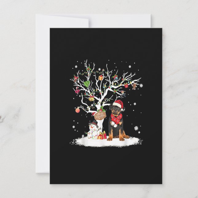 Convites Rottweiler Winter Snow Tree Dog Christmas Winter (Frente)