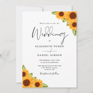 Convites Rótulo de Código QR Floral de Girassóis Casamento
