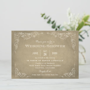 Convites Rótulo de Vinho Antigo Champanhe Dourado Chá de No