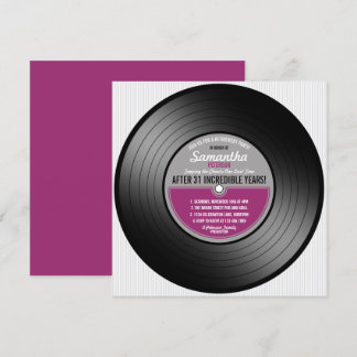 Convites Rótulo Rosa Registro de Vinilo