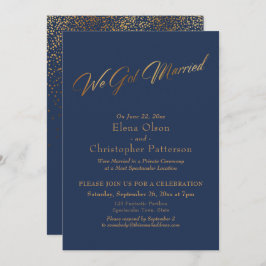 Convites Rótulo Simples Marinho e Dourado Nós Casamos Confe