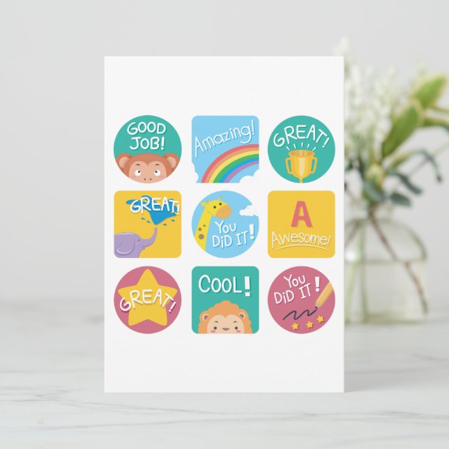 Convites Rótulos de Sala de Aula Motivacional para Recompen (Em pé/Frente)