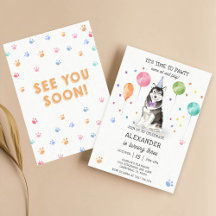 Rouco Sibir Cão Pawpy Puppy Aniversário Rosa