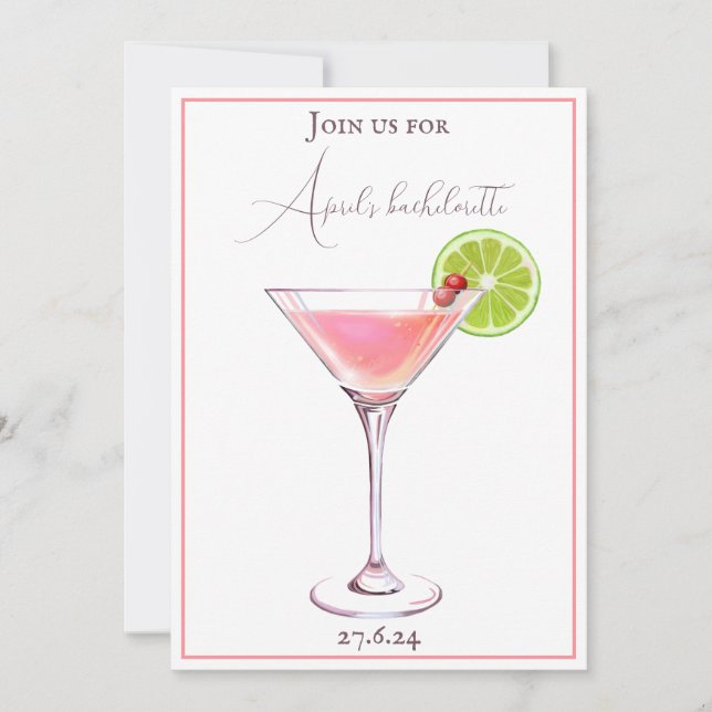 Convites Rouge discreto e cocktail clássico berinjela (Frente)