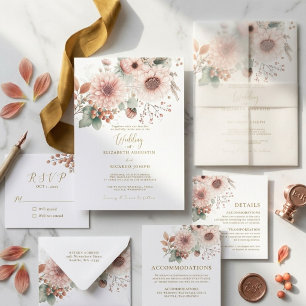 Convites Rouge Moderno Tendência Dusty Rose Casamento