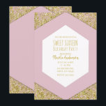 Convites Rouge Rosa Dourado Lascas Brilho Glam Glamour Fest<br><div class="desc">personalize para o seu evento</div>