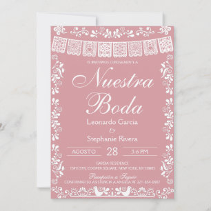 Convites Rouge Rosa Nossa Noiva Papel Picado Casamento