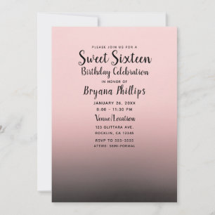 Convites Rouge Rosa Preto Degradê Moderno Chique Doce Festa