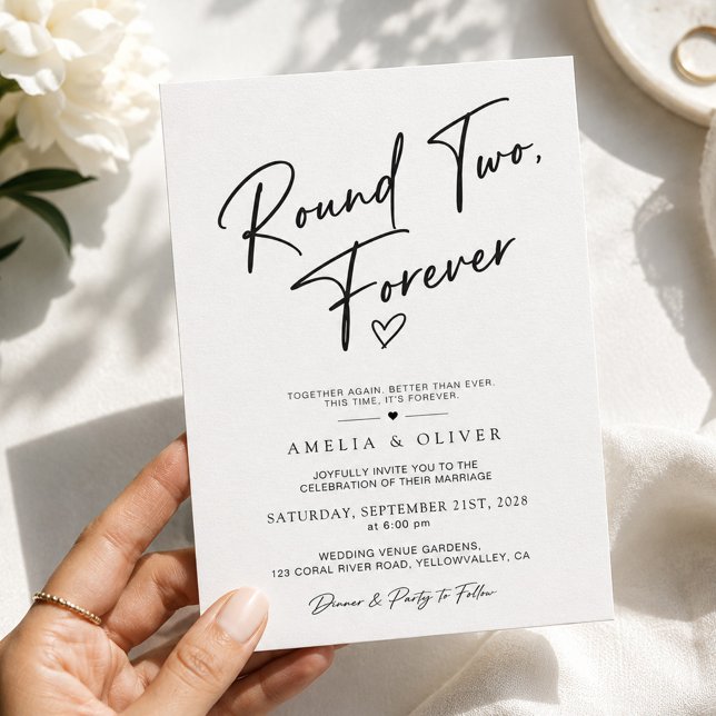 Convites Round Two Forever Casamento Moderno Remarriage (Criador carregado)