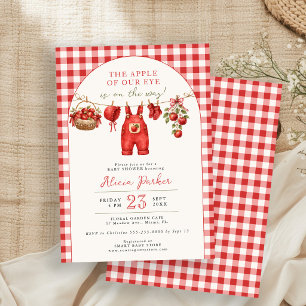 Convites Roupa de bebê em xadrez gingham maçã da nossa vist