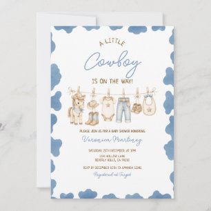 Convites Roupa de Bebê Little Cowboy Blue para Chuvinha de 