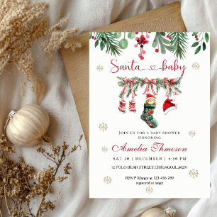 Convites Roupa de bebê Papai Noel Vermelho Varal de Natal