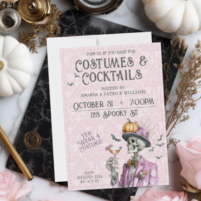 Convites Roupa de Costume Steampunk Coquetéis Adulto Hallow (Steampunk Costumes and Cocktails Halloween Party Invitation)