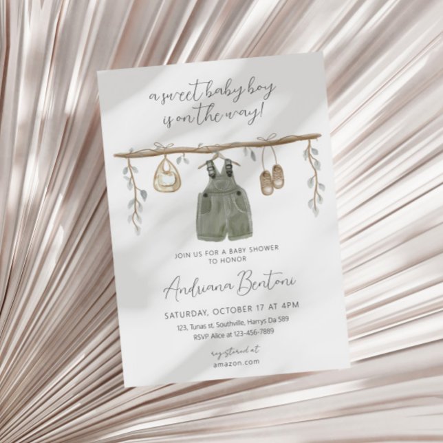 Convites Roupa de Criança Aquarela Boho Bliss Chuvada de Be (Criador carregado)