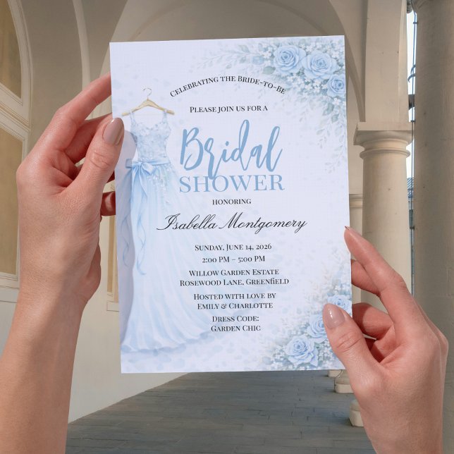 Convites Roupa de Noiva Azul Claro para Chá de Noiva (Pale Blue Bridesmaid Dress Bridal Shower Invitations
)