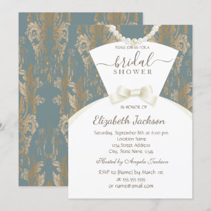 Convites Roupa de noiva chique Damask Chuveiro Nupcial