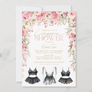 Convites Roupa Íntima Rosa Floral Chá de Noiva
