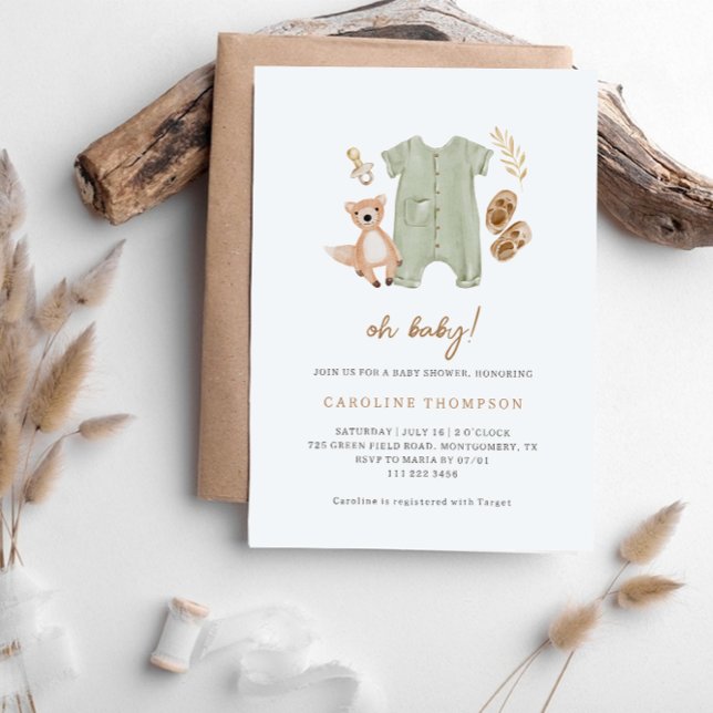 Convites Roupas Boho Gênero Neutro Chás de Bebê (Criador carregado)