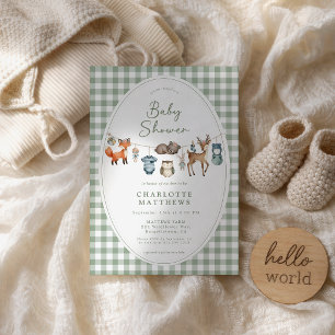 Convites Roupas de Animais da Floresta Baby Shower 