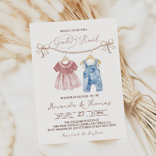 Convites Roupas de Bebê Boho Revelação de Gênero