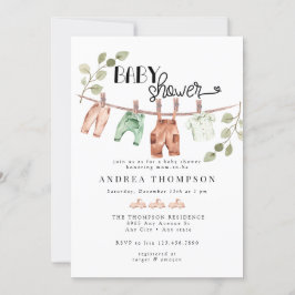 Convites Roupas De Bebê De Aquarela | Chá Boho Boy