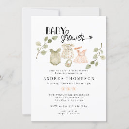 Convites Roupas De Bebê De Aquarela | Chá de fraldas Boho G